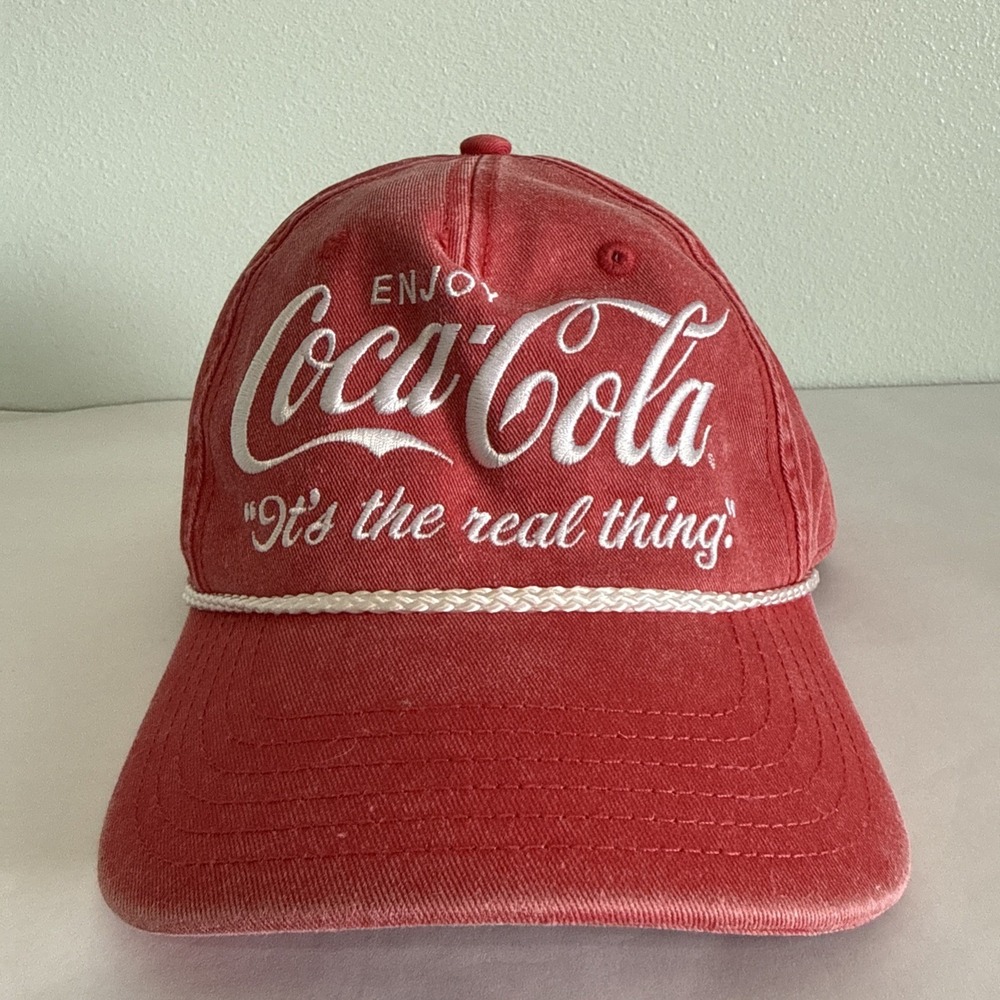 Coca-Cola Rope Snapback Hat Red White Logo Vintage Look EXC